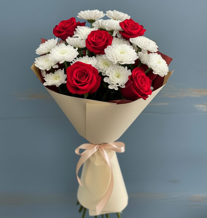 Букет цветов из: Розы и Хризантемы в Черкизово