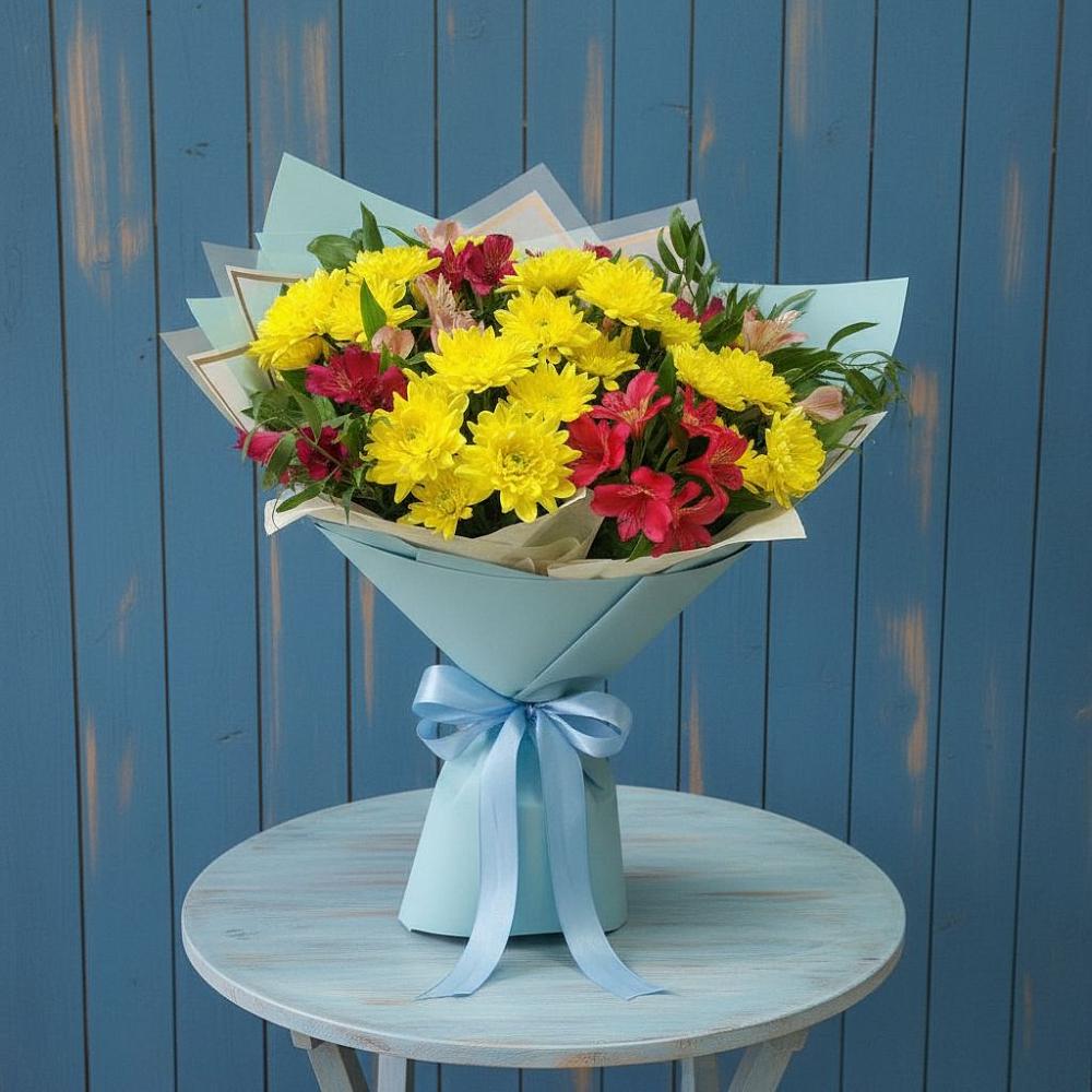 Букет цветов из: Альстромерии и Хризантемы в Черкизово