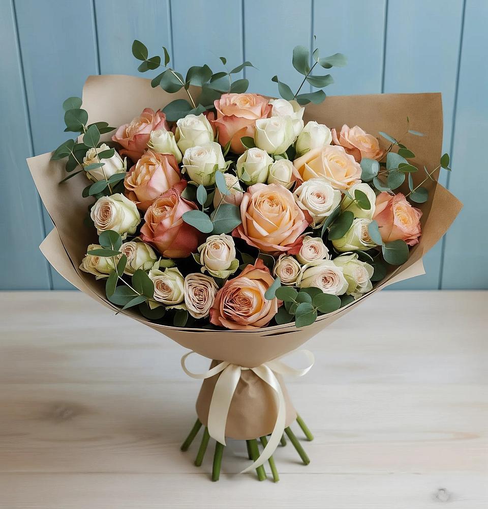 Букет цветов из: Альстромерии и Розы в Черкизово