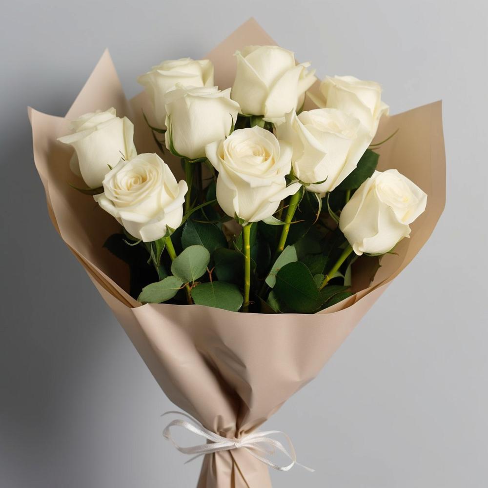 Букет 9 Белых роз Эдлесс Лав в Черкизово