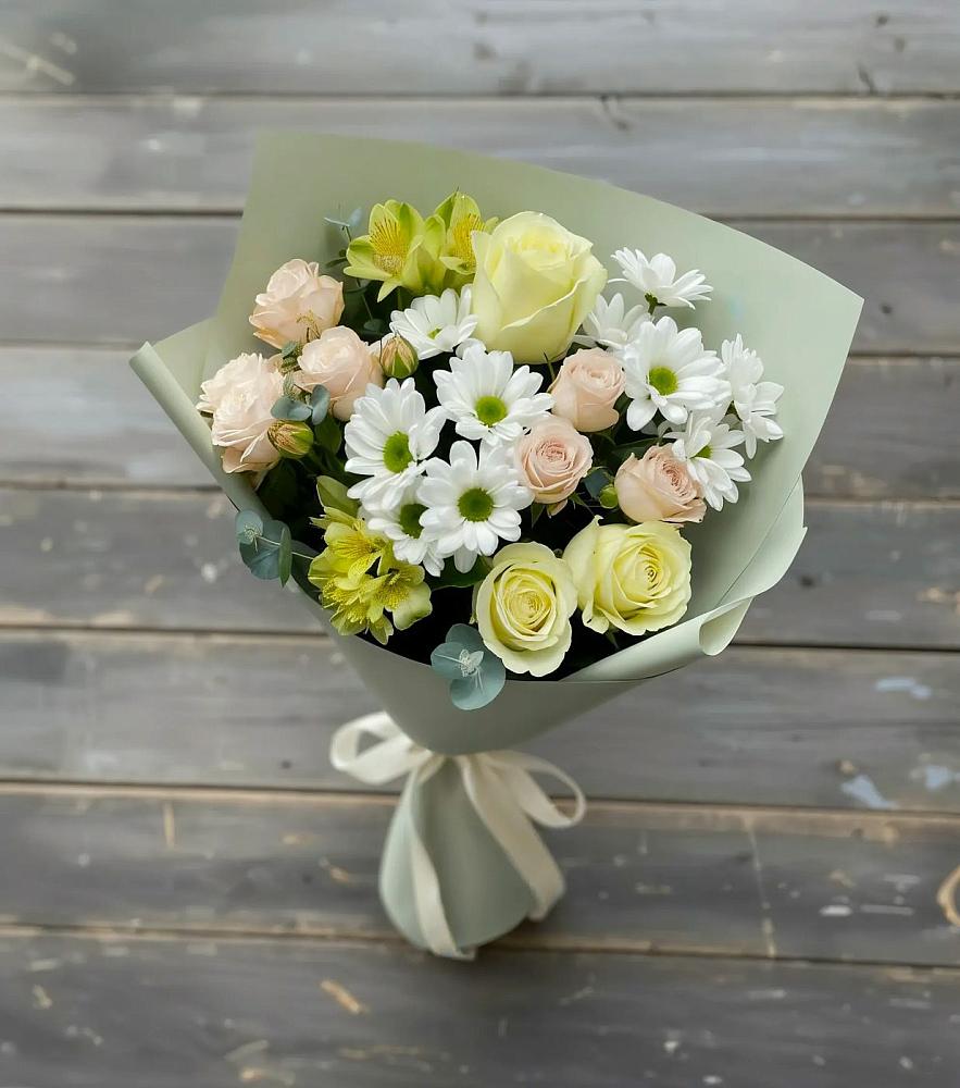 Букет цветов из: Альстромерии, Розы и Хризантемы в Черкизово