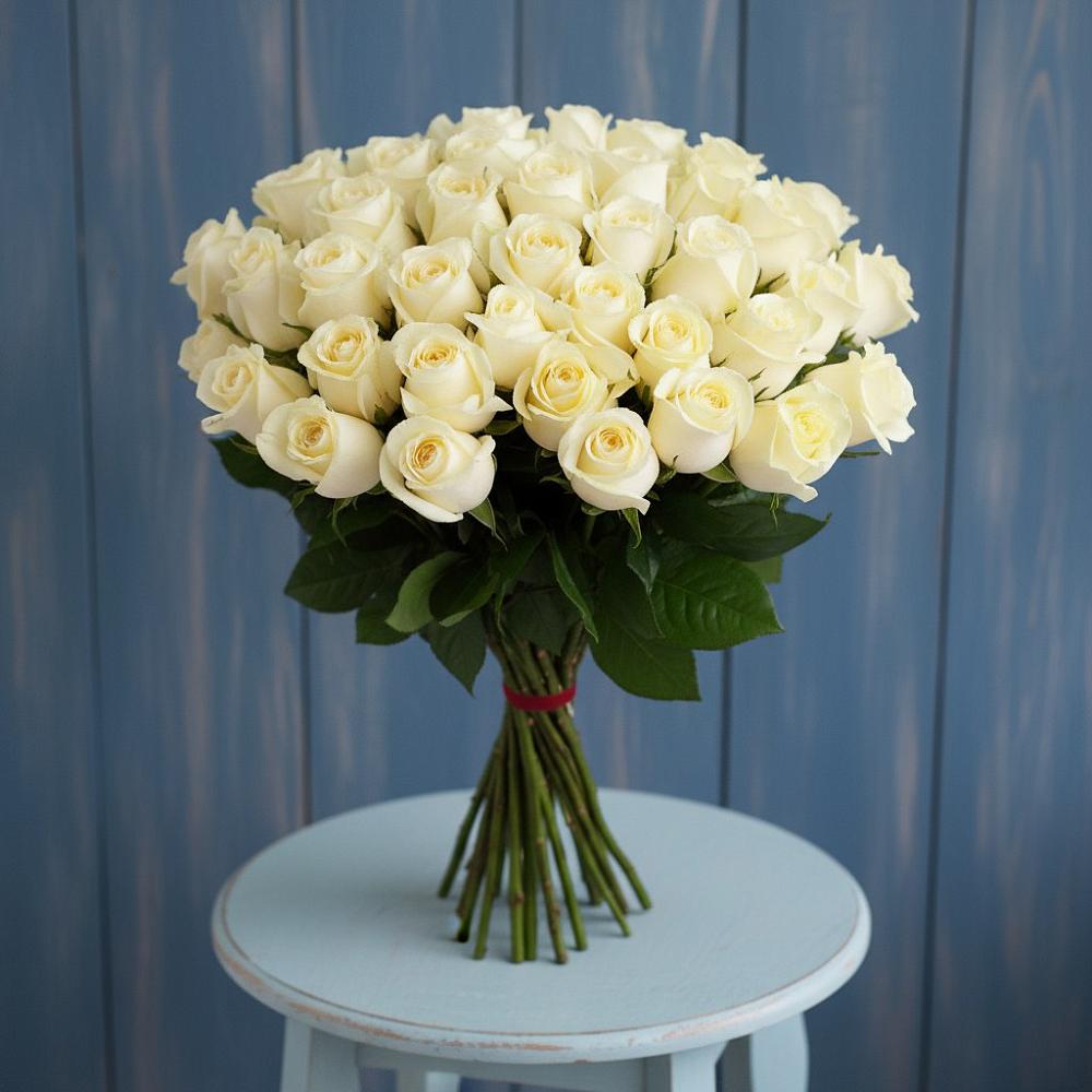 Букет 51 Белая роза Эдлесс Лав в Черкизово