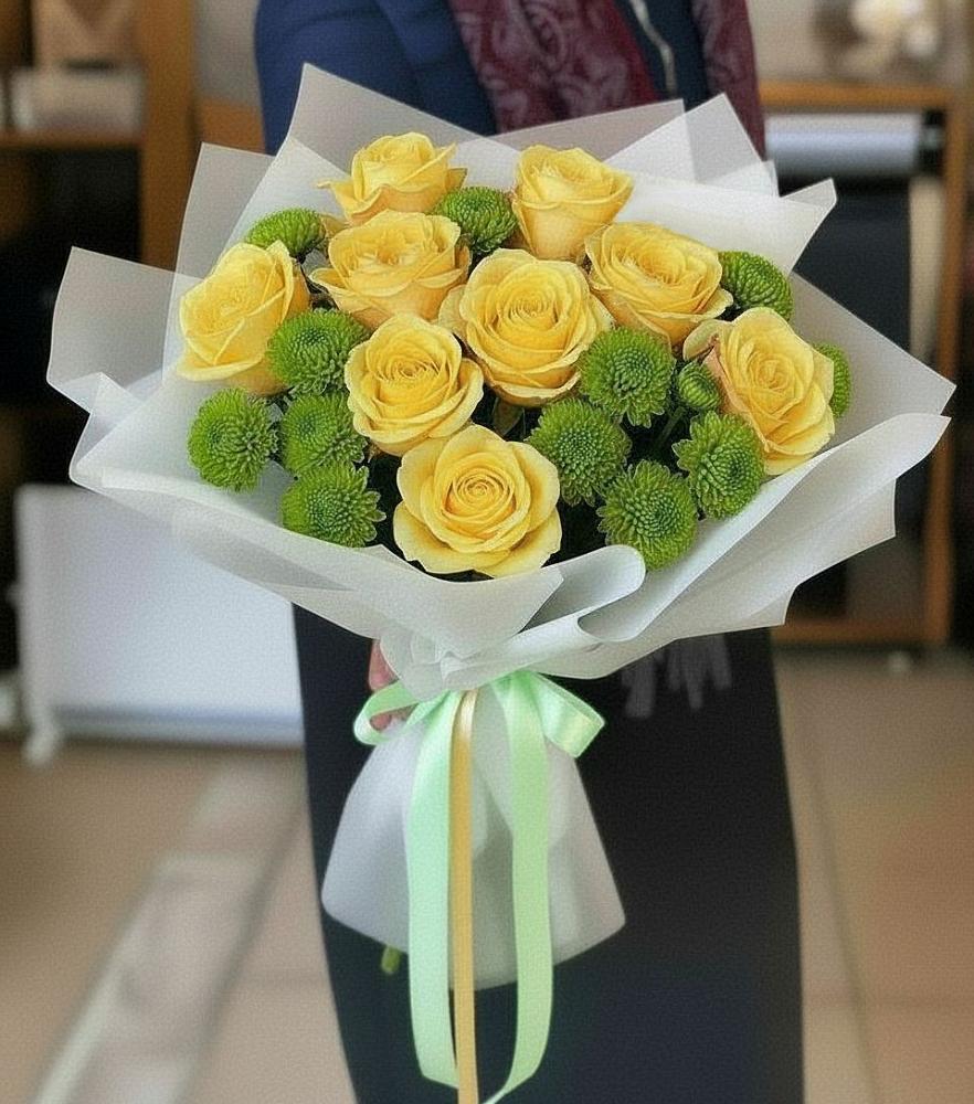 Букет цветов из: Хризантемы и Розы в Черкизово