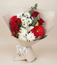 Букет цветов из:  Розы, Хризантемы, Герберы и Лилии в Черкизово