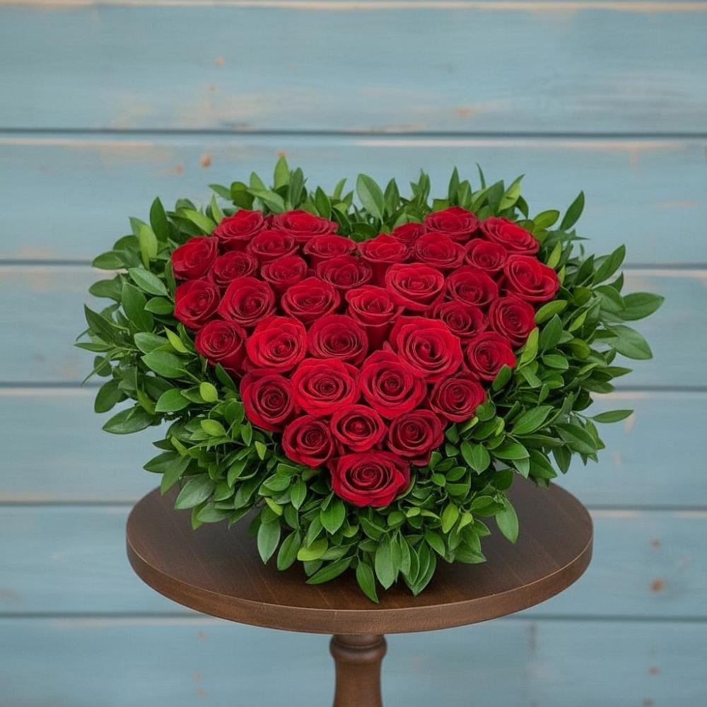 Цветочная композиция из Розы в виде сердца в Черкизово