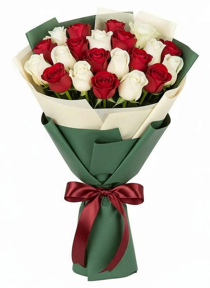 Букет Микс из красных и белых роз в Черкизово