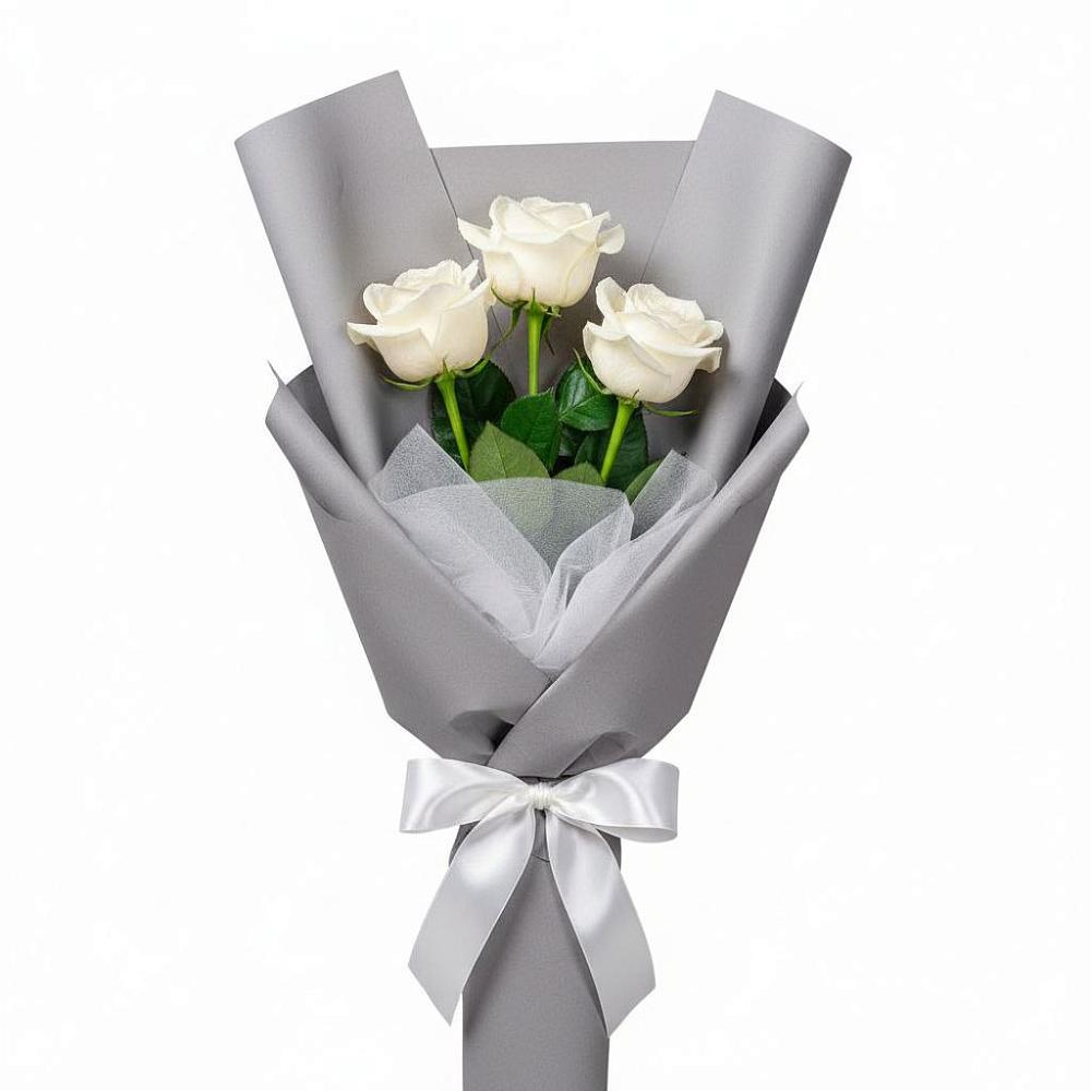 Букет 3 белые розы в Черкизово