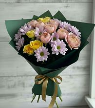 Букет цветов из:  Хризантемы и Розы #REPLACE_PRED# Черкизово