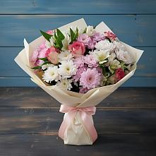 Букет цветов из:  Хризантемы, Альстромерии и Розы #REPLACE_PRED# Черкизово