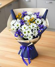 Букет цветов из:  Розы, Ирисы и Хризантемы в Черкизово