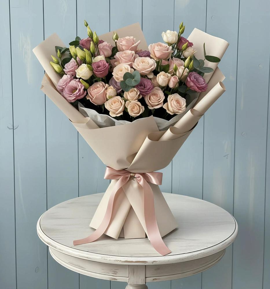 Букет цветов из: Розы и Лизиантусы в Черкизово