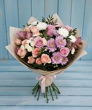 Букет цветов из:  Хризантемы, Розы и Альстромерии в Черкизово