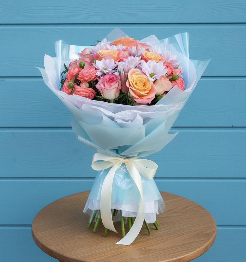 Букет цветов из: Хризантемы и Розы в Черкизово