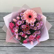 Букет цветов из:  Розы, Герберы и Хризантемы #REPLACE_PRED# Черкизово