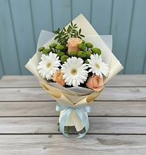 Букет цветов из:  Герберы, Розы и Хризантемы в Черкизово